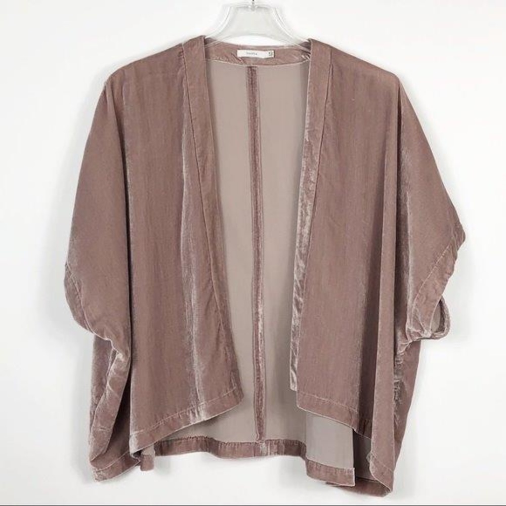 Aritzia Talula Velvet Dusty Pink Cardigan Wrap
